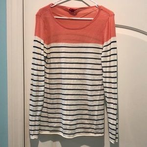 B/W Stripe Top with Pink Color Block